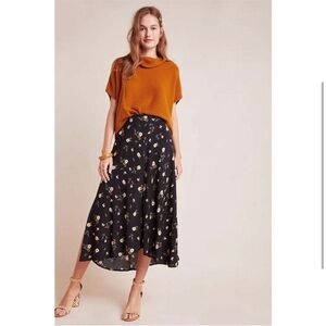 Anthropologie Velvet by Graham & Spencer Floral Midi Skirt
